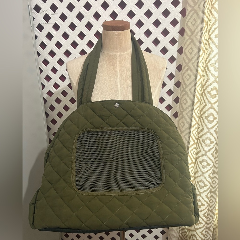 pet carrier Olive Quilted Fabric New with out tag